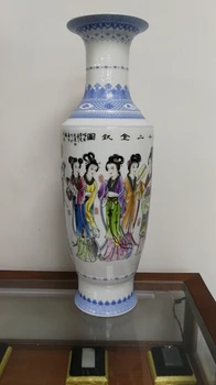 當(dāng)代古典仕女人余貴初大師創(chuàng)作紅樓夢(mèng)十二金釵粉彩瓷瓶