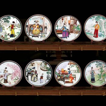 中國瓷壇大師王錫良、秦錫麟、馮林華創(chuàng)作紅樓夢十二金釵粉彩瓷盤