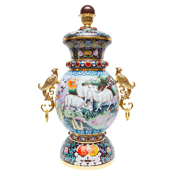 制尊大師戴嘉林創(chuàng)作國(guó)寶景泰藍(lán)《三羊開(kāi)泰》吉慶尊現(xiàn)在價(jià)值