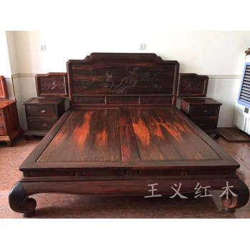 新中式红木大床缅甸花梨家具，王义红木家具