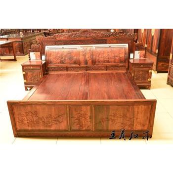 古典家具大師之作大紅酸枝雙人床，緬甸花梨家具