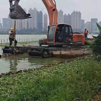 許昌河道清淤挖機公司推薦,水陸兩用挖機出租一站式服務
