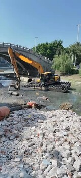 和平钩机清理河道浮箱,水挖机出租一站式服务