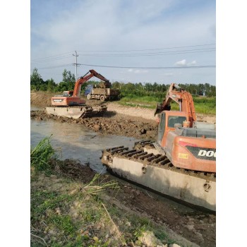 南京水上清淤挖机清淤,水陆两用挖掘机出租一站式服务