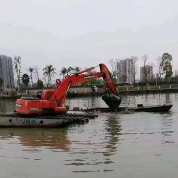 濮阳水上勾机租赁厂家,水上两用挖掘机出租一站式服务