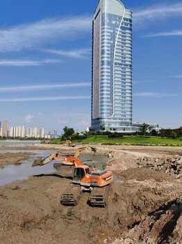 佳木斯水路挖掘机水陆两栖浮船平台,水挖掘机租赁一站式服务