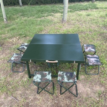 便携可折叠多功能1.1米钢制野战餐桌