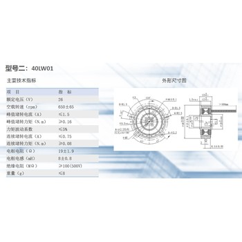 40LW01科尔摩根国产替代直流有刷力矩电机机器人关节电机