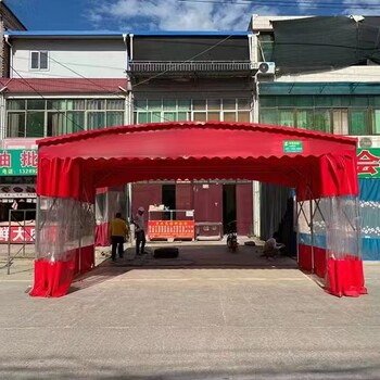 銀川活動(dòng)推拉蓬戶外伸縮遮陽蓬大型物流倉庫帳篷電動(dòng)推拉雨棚