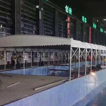 湖北黃石廠家戶外運(yùn)動雨棚移動伸縮帳篷電動推拉棚倉庫倉儲棚
