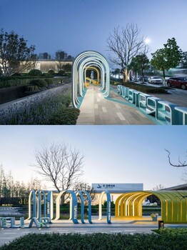 大型不銹鋼景觀雕塑戶外中式庭院創(chuàng)意涼亭金屬長廊不銹鋼廊架雕塑