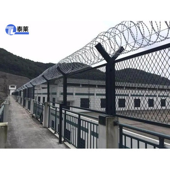 實(shí)體廠家定制重要基地護(hù)欄網(wǎng)羈押防護(hù)圍欄Y型柱防護(hù)柵欄刀片刺繩