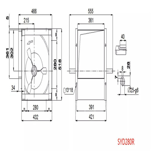 yilida空调风机SYD315R2R冷却散热