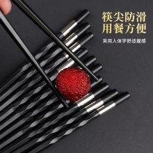 筷专-家银色螺纹合金筷工厂黑色家用筷子代发