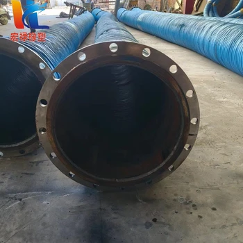 大口徑噴煤粉膠管鋼絲骨架耐磨膠管法蘭連接黑色橡膠管