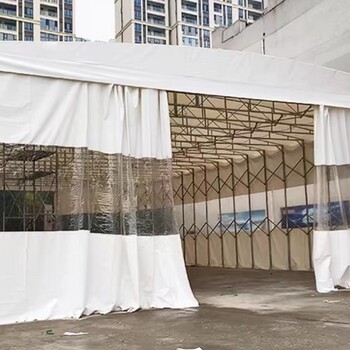 山東大排檔雨棚移動(dòng)式車棚伸縮式遮陽篷大型活動(dòng)帳篷