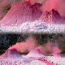 网红粉色火山景区拍照打卡浪漫火山装置