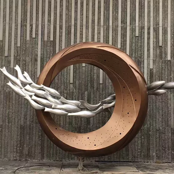 抽象不銹鋼魚(yú)群雕塑魚(yú)金屬雕塑仿真魚(yú)雕塑
