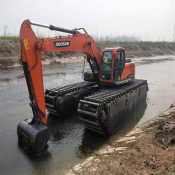 昆明水上浮箱式挖掘机租赁本地