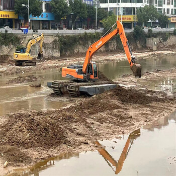 和縣水路兩棲勾機(jī)租賃浮船