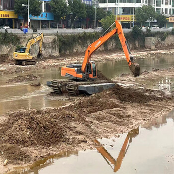 济南水上浮船挖机租赁在线报价