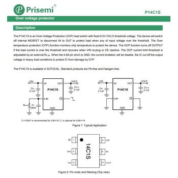 芯导P14C1S二合一OVP&OCP输入过压过流保护芯片