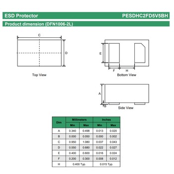 芯导-PrisemiPESDHC2FD5V5BH防静电防浪涌TVS管芯导代理商