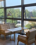 奶茶店家具餐廳桌椅組合書吧圖書館休閑沙發椅實木咖啡廳卡座沙發