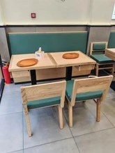 餐飲家具定制廠家儲物快餐桌免漆板餐桌不銹鋼底座