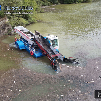 河道沟渠水草打捞船收集水浮莲机械液压割草船