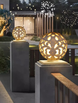 太陽(yáng)能庭院柱頭燈圍墻燈戶外防水砂巖燈仿石材歐式燈