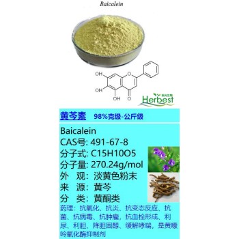 黄芩素491-67-8Baicalein提取物98%公斤级现货