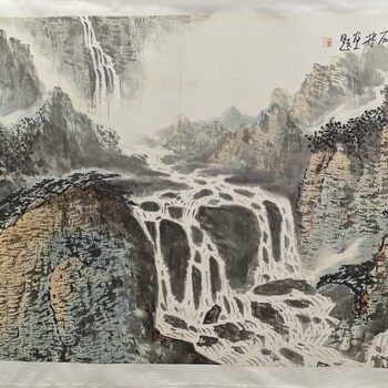 中美協(xié)石林老師國(guó)畫深山清泉