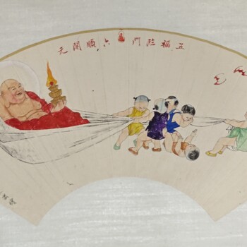 實(shí)力派青年畫家李天政五福臨門圖