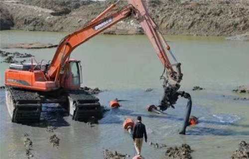 榆林河道清淤挖机加长臂,水上两用挖机出租一站式服务