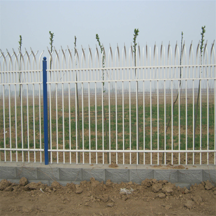 宅基地围墙用带枪尖围栏财润丝网供应蓝白色锌钢栅栏快速发货