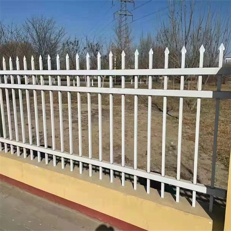 学校围墙用涂塑栅栏财润丝网供应黑色铁围栏颜色可定制