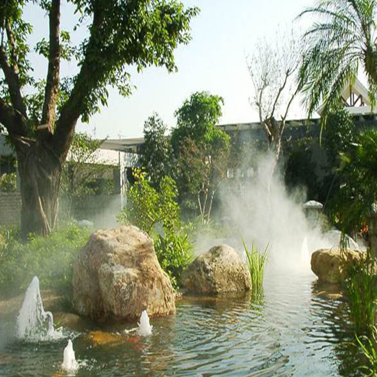 德宏景观造雾系统园林植物造景 小区人行道雾景