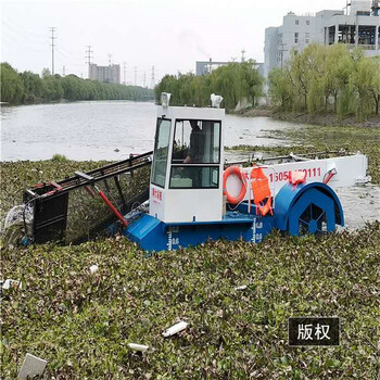 河面水草收集设备打捞清除水浮萍船保洁船